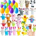 JOYIN 24 Pcs Easter Eggs Filled with Finger Puppets, Prefilled Egg with Cartoon Animal Puppets for Kids Easter Hunt, Basket Stuffers Fillers, Party Favors and Classroom Prize Supplies