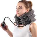 S Cervical Neck Traction Device for Instant Neck Pain Relief - Inflatable & Adjustable Neck Stretcher Neck Support Brace, Neck Traction Pillow for Home Use Neck Decompression (Gray)