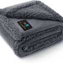Waterproof Pet Blanket, Liquid Pee Proof Dog Blanket for Sofa Bed Couch, Reversible Sherpa Fleece Furniture Protector Cover for Small Medium Large Dogs Cats, Dark Gray Medium, 57" x 40"