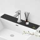 Faucet Mat for Kitchen Sink - 23.6" Diatomite Fast Stone Drying Mat for Kitchen Counter Tray Absorbent Mat Faucet Splash Guard for Kitchen Sink and Bathroom Counter (Deep Gray, 23.62"x3.94")