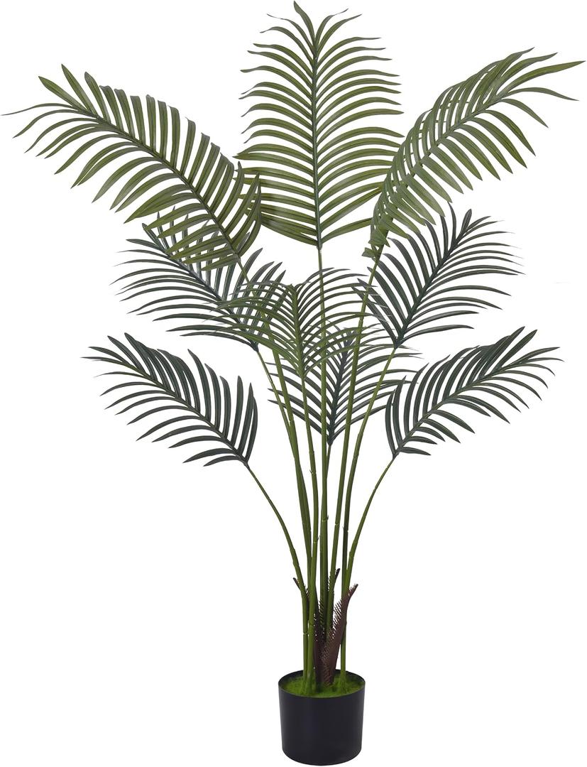 Artificial Bird of Paradise Plant Fake Tropical Palm Tree for Indoor Outdoor, Perfect Faux Plants for Home Garden Office Store Decoration (Palm Tree 120cm)