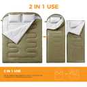 NEWBULIG Double Sleeping Bag for Adults, XL 2 Person Sleep Bag, Army Green