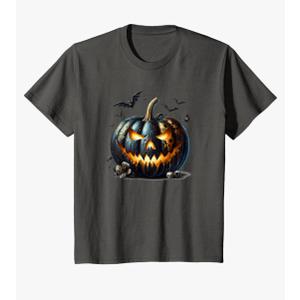 Black Pumpkin Jack O Lantern Bat Graphic for Halloween Lover T-Shirt