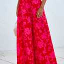 PRETTYGARDEN Women's 2025 Summer Flowy Wide Leg Palazzo Pants Dressy Casual Elastic High Waisted Pockets Boho Beach Trousers (Large, Floral Red Pink)