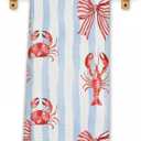 Red Lobster Crab Coastal Kitchen Towels, Preppy Beach Crawfish Dish Tea Towels for Kitchen Decor, Blue Striped Nautical Decorative Hand Towel for Bathroom, Seafood Boil Party Supplies, 16x24 Inch