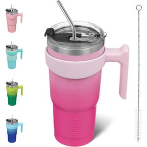 BJPKPK Tumbler With Handle 20 oz Tumbler With Lid And Straw Reusable Stainless Steel Travel Mug Insulated Coffee Cups, Cherry Blossom