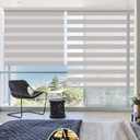 Changshade Cordless Zebra Shades for Windows Pull Down Roller Window Blinds Dual Layer Light Filtering Privacy for Day and Night,Free-Stop Door Shades for Home Easy to Install,27" W72" H,Beige