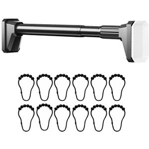 Black Shower Curtain Rod 39 to 86 Inch,Heavy-Duty inner Lock Stainless Steel Telescopic Rod,1.2-Inch Diameter Bathroom Anti-Rust And anti-Slip Tension Rod Without Drilling,Convenient to Use