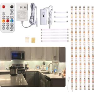 WOBANE Under Cabinet Lighting Kit, 6PCS 20inch LED Strip Bars with 24W Adapter,RF Remote,Hidden Super Bright Daylight for Kitchen Cabinet,Under Desk,Counter Lighting,4000K Natural White,1500LM