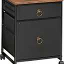HOOBRO File Cabinet, 2-Drawer Vertical Mobile Office Cabinet, Rolling Printer Stand, for A4/Letter Size Files, Nonwovens Drawer, for Home Office, Rustic Brown and Black BFK21WJ01, 15.7"D x 15.7"W x 19.6"H