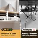 Under Desk Cable Management Tray White, Cinati Wire Organizers No Drill, Cable Tray with Clamp for Wire Management, Cord Organization Box for Office, Home - No Damage to Desk 13.4"-1 Pack