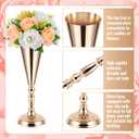 Boao 12 Pcs Gold Vase Flower Wedding Centerpieces for Tables, 16.5'' 14'' 10'' Metal Trumpet Vases for Centerpieces Table Decorations for Wedding Anniversary Ceremony Party Birthday Reception Decor