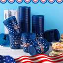 Sabary 64 Pieces Patriotic Plastic Cups American Flag Party Cup for 4th of July White Red and Blue Mugs 16 oz Star Tumbler for Independence Day Supplies 250 Anniversary Decoration Gift(Star)
