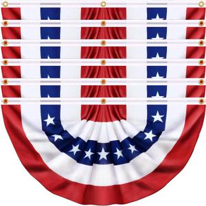 6 Pack 3x6 Ft USA Patriotic Pleated Fan Flag, American Bunting Half Fan Banner for Outdoor Decor, Red White and Blue Decorations for 4th of July, Memorial Day, Independence Day