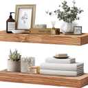24x8x1.6 inch Floating Shelves Set of 2 – Solid Wood Rustic Oak Wall Mounted Shelf for Kitchen, Bathroom, Living Room