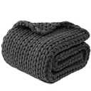 YnM Chunky Throw Blanket, Medium-Weight, Hand Knitted, Skin Friendly, Ventilated and Breathable, Machine Washable, Home Décor Piece for Couch, Sofa and Bed (Charcoal Grey, 50x70 Inch)