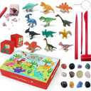 Kids Christmas Advent Calendar, Boys Dinosaur Gemstone 2025 Teen Girls Kids Dino Dig Kit for 24 Day Countdown Xmas Gifts for Teens Girls Boys, Pack of 2