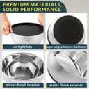 Baker's Signature Stainless Steel Mixing Bowls with Lids Set, 5 Sizes, 3 Graters, Non-Slip Base, Airtight Lids, Metal Mixing Bowls for Kitchen, Food Prep, Storage, 0.63QT-5QT, Black
