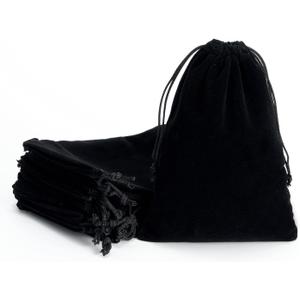 Tendwarm 20 Pcs 7x9 Inches Black Velvet Bags With Drawstring Candy Jewelry Pouch Bags Christmas Wedding Favors