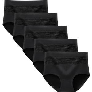 Women's Underwear Cotton Tummy Control High Waisted Underwear Soft Breathable Full Coverage Panties Multipack (4X-Large, Multi - A02 - 5 Pack Black)