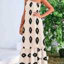 PRETTYGARDEN Women's 2026 Summer One Shoulder Maxi Dress Printed Flowy Boho Long Sundresses Spring Beach Vacation Clothes (Medium, Beige Black Floral)