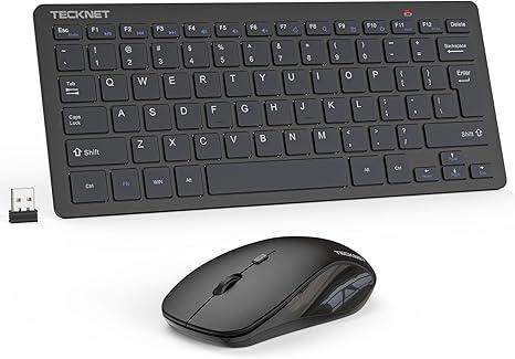TECKNET Wireless Keyboard and Mouse Combo, Mini Cordless Computer Keyboard and Mouse Set 2.4GHz, Silent Adjustable 1600 DPI, Quiet Click, LagFree for Computer, Laptop, PC, Windows, Mac, Chrome OS