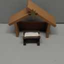 Yaomiao 2 Pcs Small Christmas Nativity Stable Manger Decorations 9.25 x 7.08 Inch Wood Nativity Scene with Roof Star for Inside Scale Holy Family Tiny Wooden Stable Shed Creche Home Desk Decor