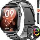 Curve Military Smart Watch for Men(Answer/Make Call), 1.93" AMOLED Smartwatch with Heart Rate/Sleep Monitor, 120+ Sports Modes Fitness tracker, IP68 Waterproof Fitness Watch for Android iOS (2 Straps) (Black)