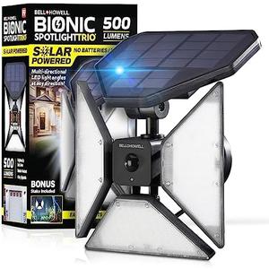 Bell+Howell Bionic Trio Solar Lights Outdoor with Motion Sensor, Super Bright Landscape Spotlight for Outdoor, Patio, Yard, and Garden – 500 Lumens, Black, As Seen On TV (Cool White)