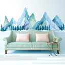 Large Mountain Wall Decals, Blue Pine Tree Peel and Stick Vinyl Wall Stickers & Murals, Removable Home Room Wall Decor for Bedroom Living Room Bedroom Classroom Office Nursery