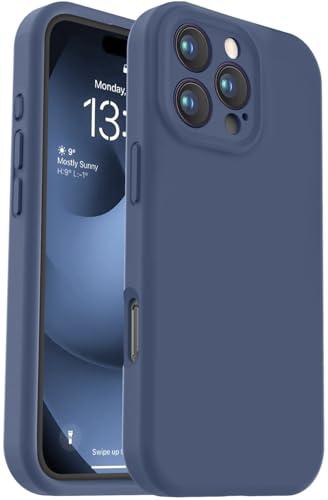 Vooii Compatible with iPhone 16 Pro Case, Liquid Silicone Upgrade [Camera Protection] [Soft Anti-Scratch Microfiber Lining] Shockproof Phone Case for iPhone 16 Pro 6.3 inch - Navy Blue