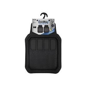 CAR PASS Heavy Duty Rubber Car Mats, Deep-Dish 2-Piece Car Floor Mats Front Only, All Weather Protection Universal Trim-to-Fit for SUVs Trucks Sedans, Waterproof Anti-Slip, Black