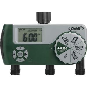 Orbit Programmable Digital Hose Watering Timer - 3 Outlet - Battery Powered - with LCD Screen - Built-in Rain Delay - Water-Resistant - 56082