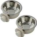 2Pcs Pets Lightweight Stainless Steel Bowl,Removable Stainless Steel Pet Hanging Food Water Feeder Bowl for Puppy Dog Cat Rabbit Ferret Bird Gunea Pigs (Small)
