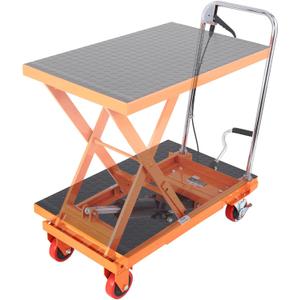 VEVOR TF23 Hydraulic Lift Table Cart, 500lbs Capacity 28.5" with 4 Wheels and Non-Slip Pad, for Material Handling and Transportation, Orange