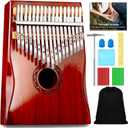 Kalimba Thumb Piano,YUNDIE Portable 17 Keys Mbira Finger Piano with Tune Hammer and Study Instruction,Musical Instruments Gift for Adult Beginners Professional(Brownish Red) (17 Keys)