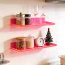 Floating Shelves for Wall Acrylic Wall Shelves for Bedroom Bathroom Living Room Kitchen 16.5X5.5'', Pack of 2, Neon Pink