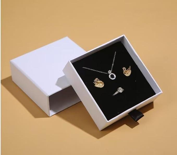 excvalues 12 Pack Cardboard Jewelry Boxes, 3.15×3.15x1 Inch Jewelry Gift Boxes, Bulk Filled Small Gift Wrap Boxes with Lids for Necklace Ring Earring Bracelets(White)