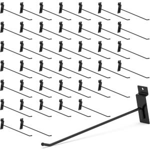 HUHOLE 10 Inch Slatwall Hooks (32 Pack), Heavy Duty 30lb Capacity for Garage Power Tools & Retail Display, Anti-Rust Powder Coated Steel with Non-Slip Rubber Tip