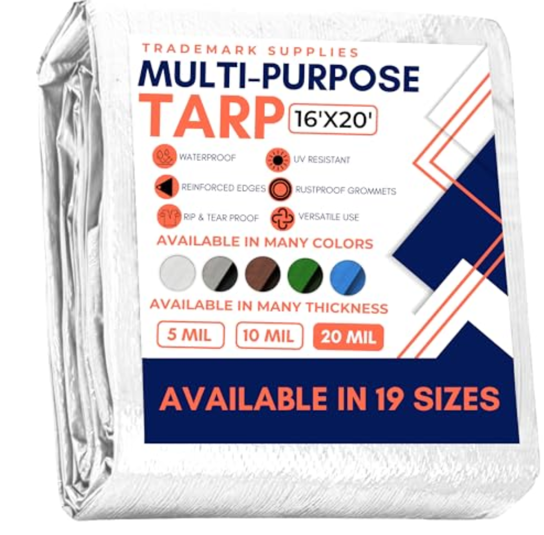 White Tarps Heavy Duty Waterproof 10x20 Feet Large Thick Tarp Cover 20mil 2 PC