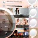 Makeup Mirror with Lights, Magnifying Mirror 1X/30X with Adjustable 3 Color Light, Double Side Control, 2000mAh Rechargeable, Lighted Makeup Mirror with Magnification, Smart Memory, Gift for Women