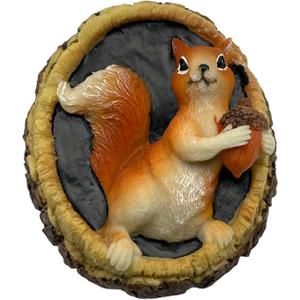 Resin Squirrel Wall Sculpture, Tree Stump Statue Outdoor Garden Decor