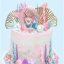 Mermaid Cake Topper Under The Sea Cake Toppers set with Little Mermaid Seaweed Bubble Golden Leaves for Mermaid Birthday