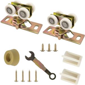 3/4" RV Pocket Door Ball Bearing Hangers Fit Johnson Part #1025, #JR20565 & #H530, Works with 111/118F Series Track, Upgraded Quad Rollers, 13/16" C.T.C, Min. 1" Thick Doors, 2 Pack