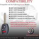 MechanMagic 2PCS Key Fob Remote Replacement Fits Honda CR-V 2007 2008 2009 2010-2013/CR-Z 2011- 2014 2015/Fit/Insight/Accord Coupe/Crosstour MLBHLIK-1T Keyless Entry Remote Control 35111-SWA-306