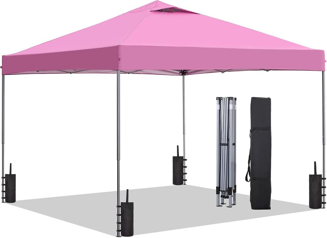 GDY 10x10 Pop Up Canopy Tent, Outdoor Canopy, Patio Tent,Commercial Instant Gazebos, Portable Shelter Canopies, for Patio/Outdoor/Wedding Parties and Events, (Pink)
