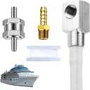 Universal 12" Marine 7-0948 Fuel Tank Pickup Tube with 0.31-inch/8mm Check Valve & Strainer, Length-adjustable Rigid Polyethylene Fuel Tube with Brass Barb Connector