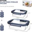 10-Pack Glass Food Storage Containers with Tempered Lids  Borosilicate, Airtight, Oven-Safe (-4F~950F), BPA-Free, 4.4 & 1.6 Cup, Leak-Proof, Dishwasher Safe (Blue)