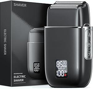 Electric Razor, Emochies Electric Shaver for Men,Upgraded Foil Shaver with 3 Speeds, Double Floating Blade IPX7 Waterproof Wet/Dry LED Display USB Type C Rechargeable Vibrant Gray