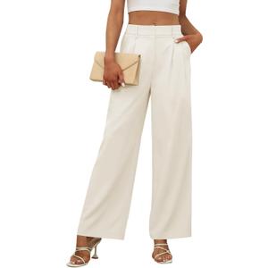 Women's Wide Leg Dress Pants High Elastic Waisted Casual Loose Fit Business Work Trousers with Pockets (XX-Large)